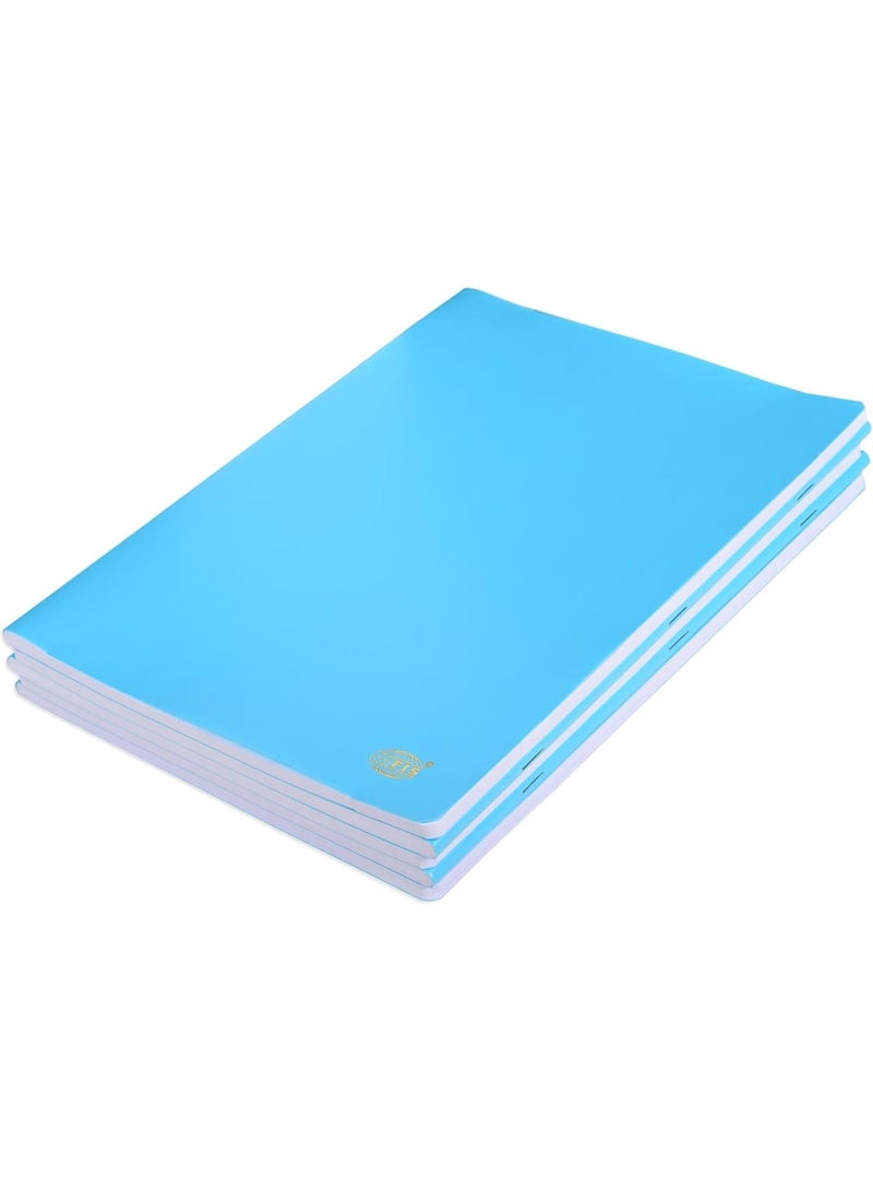 FIS® Notebook, Soft Cover PP Materials, Size A4(210x297mm), Plain White Paper, 80 Sheets, 160 Pages, 2 Round Edges, Packet of 5 Pieces, Neon Blue Color-FSNBA4PLPPNBL - Image 1